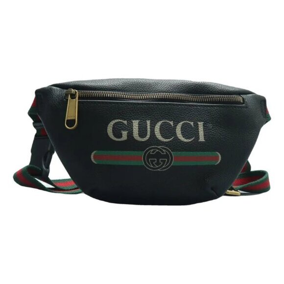 GUCCI Black Leather Belt Bag 615-061825 - Picture 1 of 11